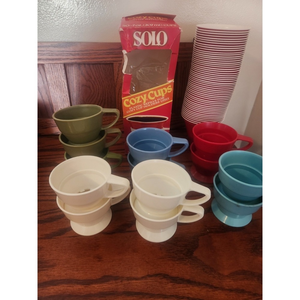 Vintage Solo Cozy Cups In‎ Original Box 50 Cozy Cup Refills 13 Cozy Cups